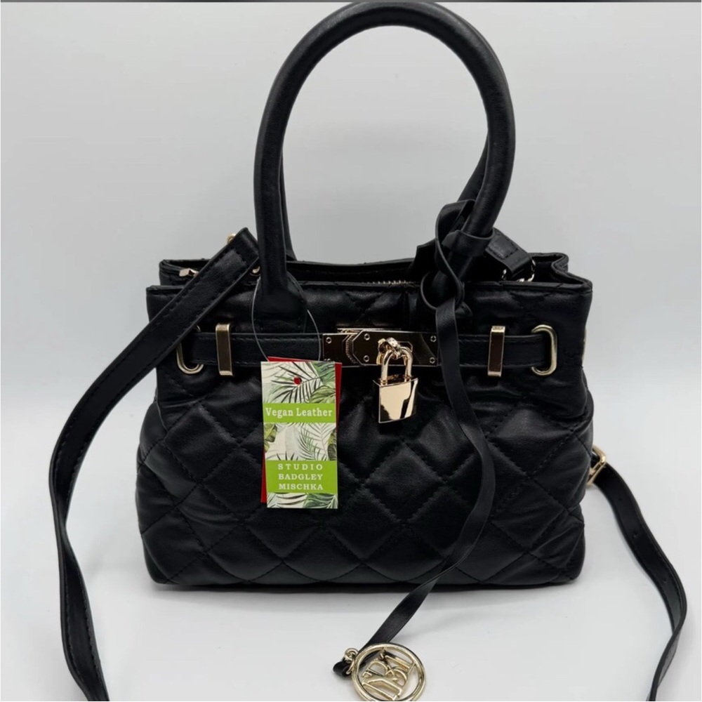 Badgley Mischka Black Quilted Satchel